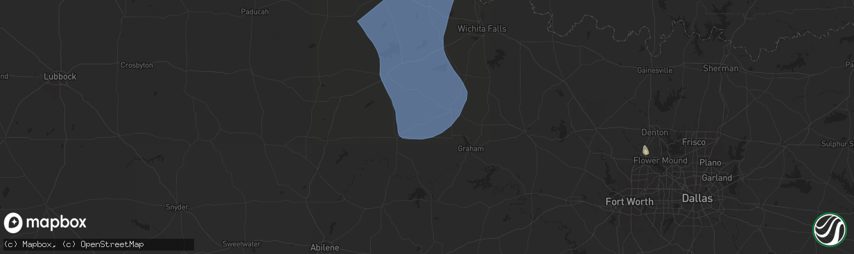 Hail map in Newcastle, TX on August 3, 2025