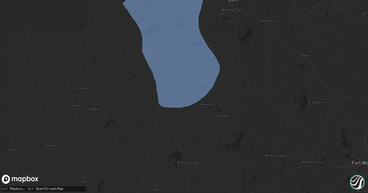 Hail map in Newcastle, TX on August 3, 2025