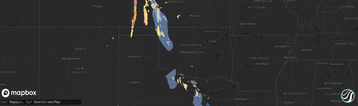 Hail map in Oklahoma on August 3, 2025
