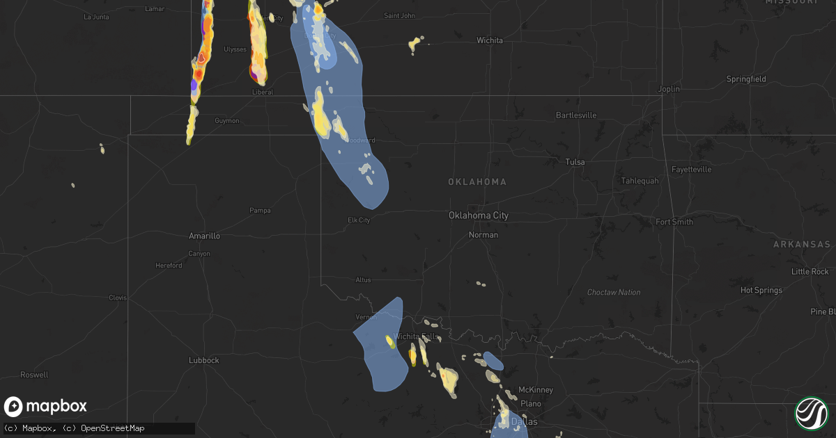 Hail map in Oklahoma on August 3, 2025
