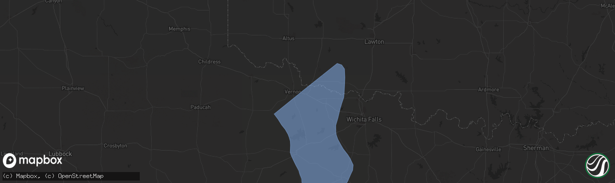 Hail map in Oklaunion, TX on August 3, 2025
