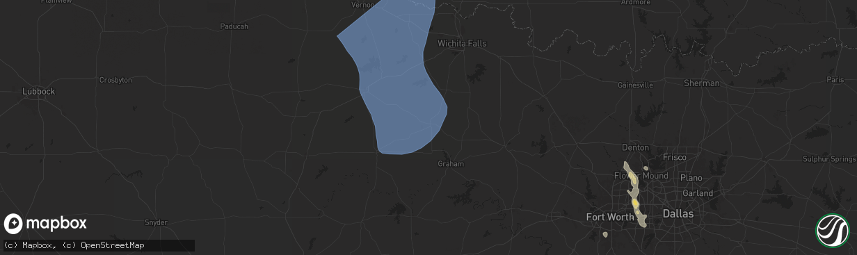 Hail map in Olney, TX on August 3, 2025