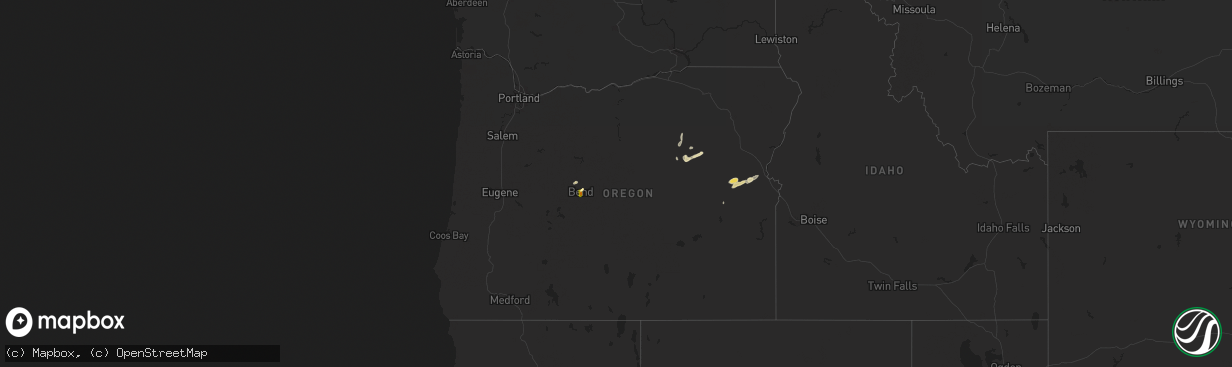 Hail map in Oregon on August 3, 2025