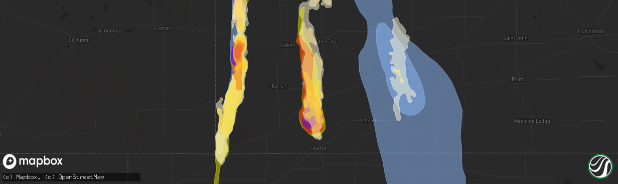 Hail map in Satanta, KS on August 3, 2025