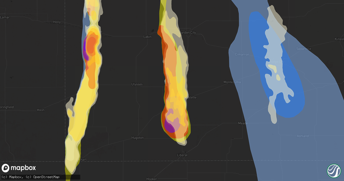 Hail map in Satanta, KS on August 3, 2025
