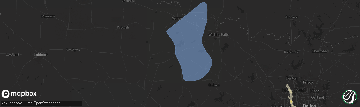 Hail map in Seymour, TX on August 3, 2025