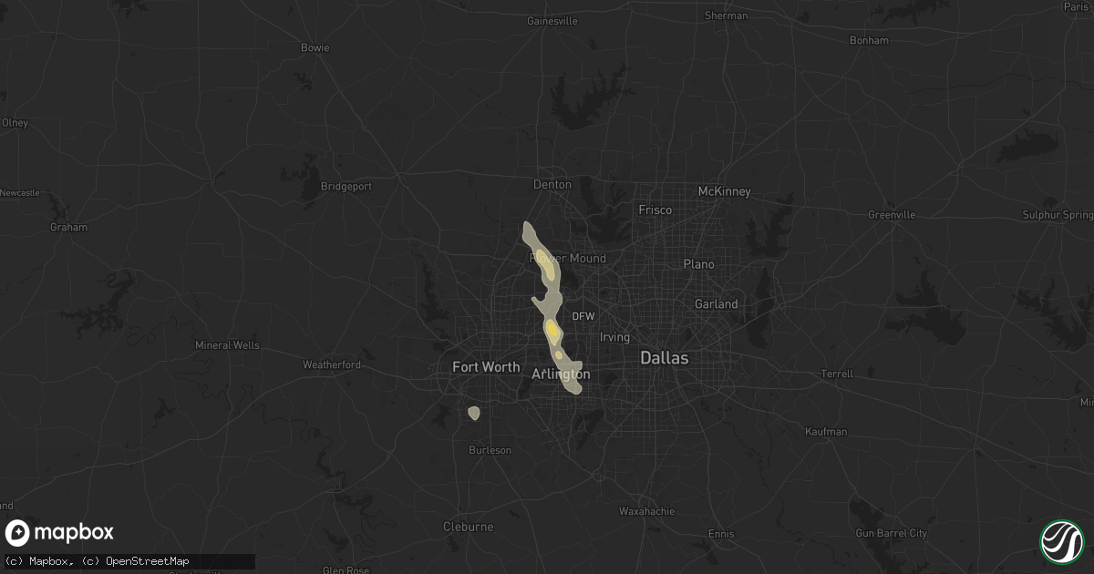 Hail map in Southlake, TX on August 3, 2025