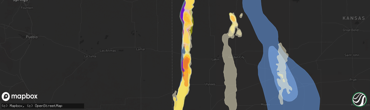 Hail map in Syracuse, KS on August 3, 2025