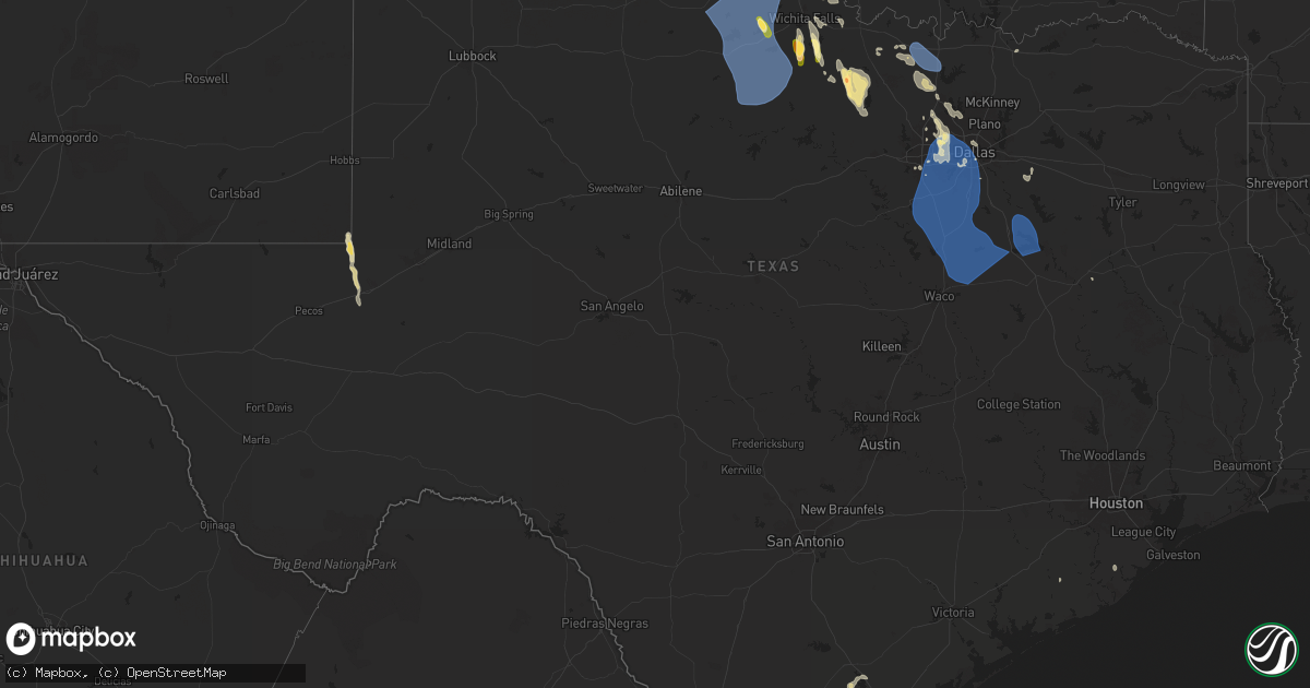 Hail map in Texas on August 3, 2025