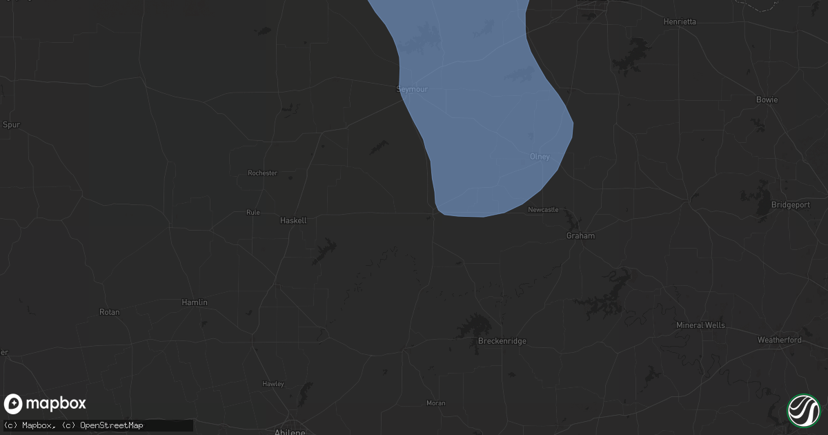 Hail map in Throckmorton, TX on August 3, 2025