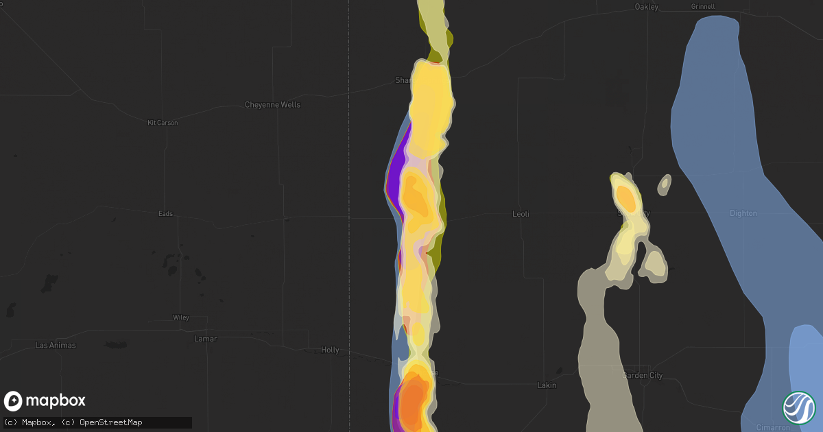 Hail map in Tribune, KS on August 3, 2025