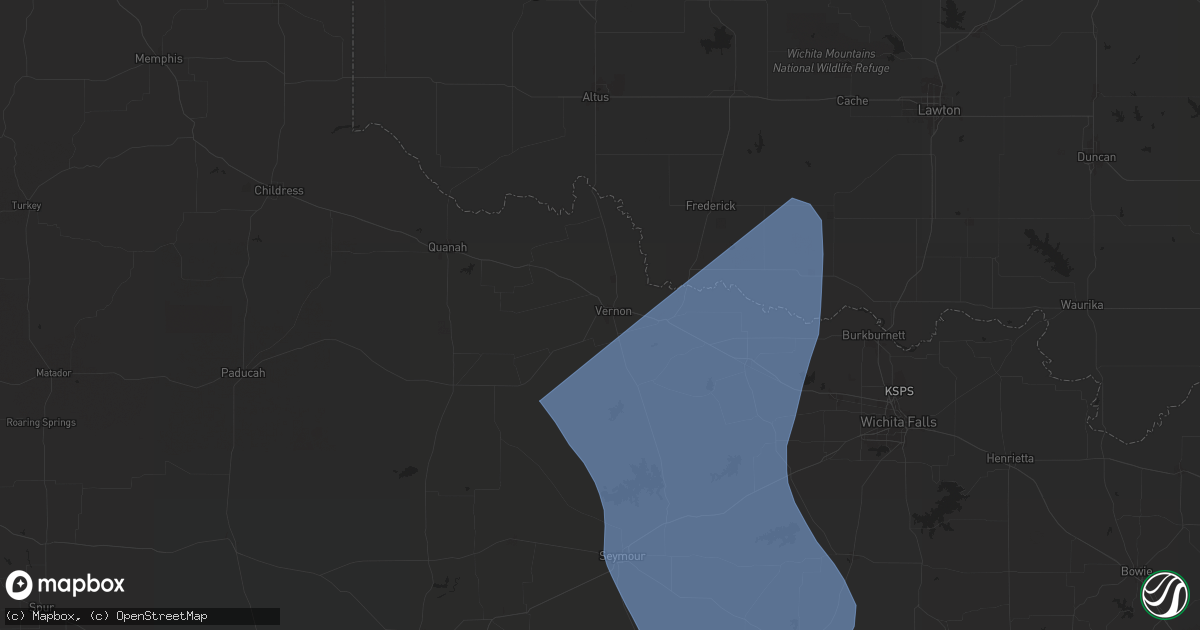 Hail map in Vernon, TX on August 3, 2025