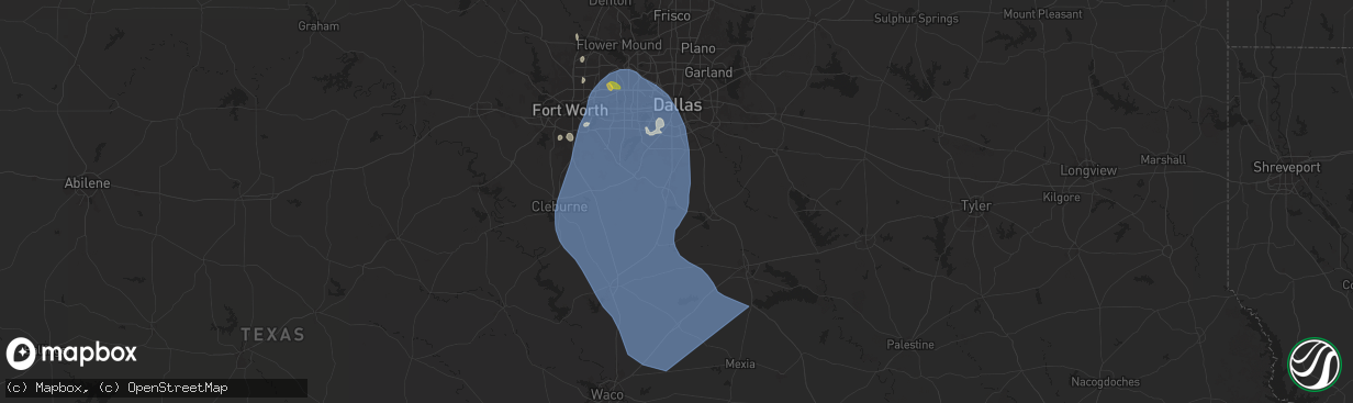 Hail map in Waxahachie, TX on August 3, 2025