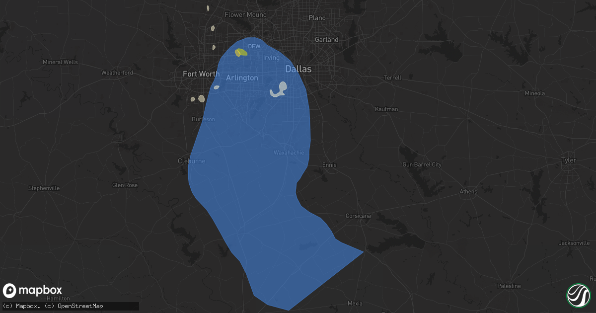 Hail map in Waxahachie, TX on August 3, 2025