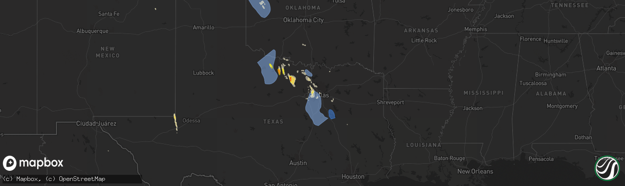 Hail map on August 3, 2025