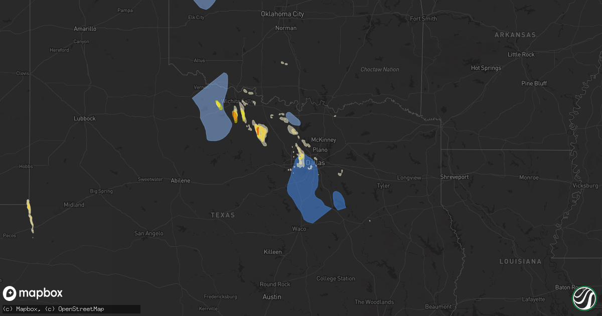Hail map on August 3, 2025