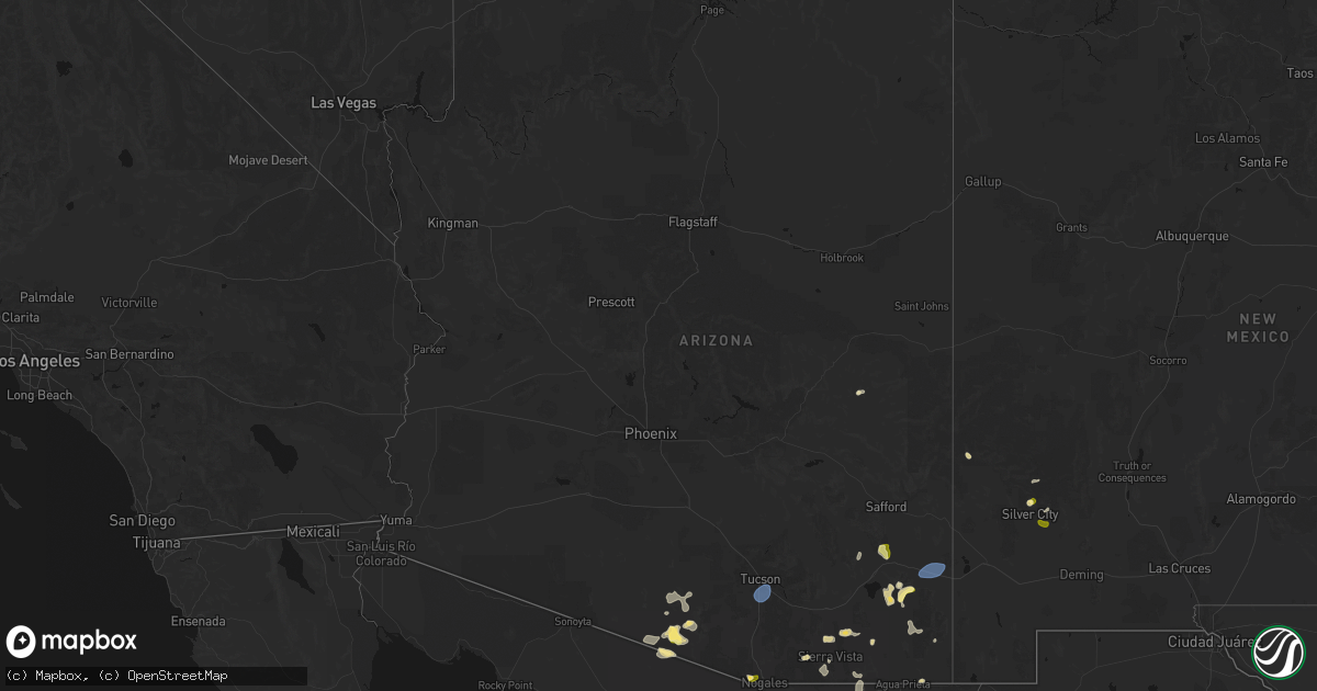 Hail map in Arizona on August 3, 2026