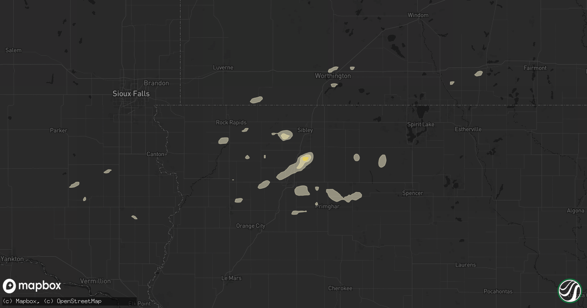 Hail map in Ashton, IA on August 3, 2026