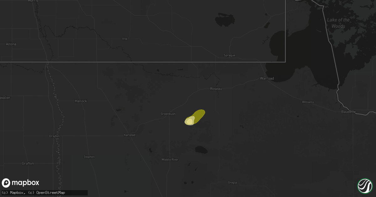 Hail map in Badger, MN on August 3, 2026