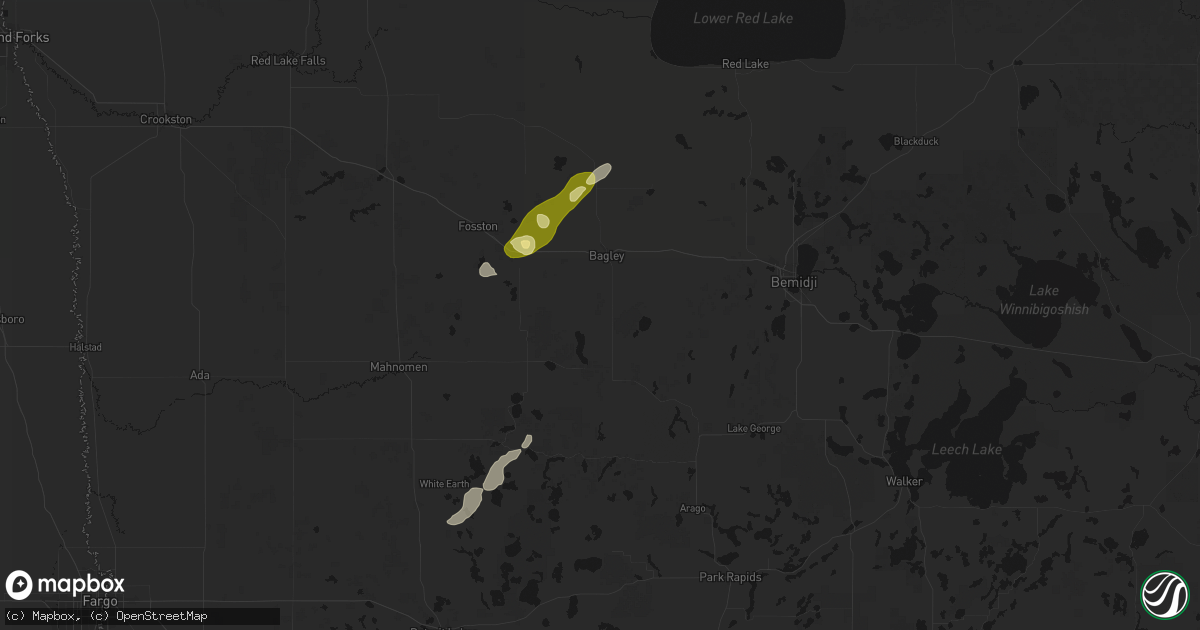 Hail map in Bagley, MN on August 3, 2026
