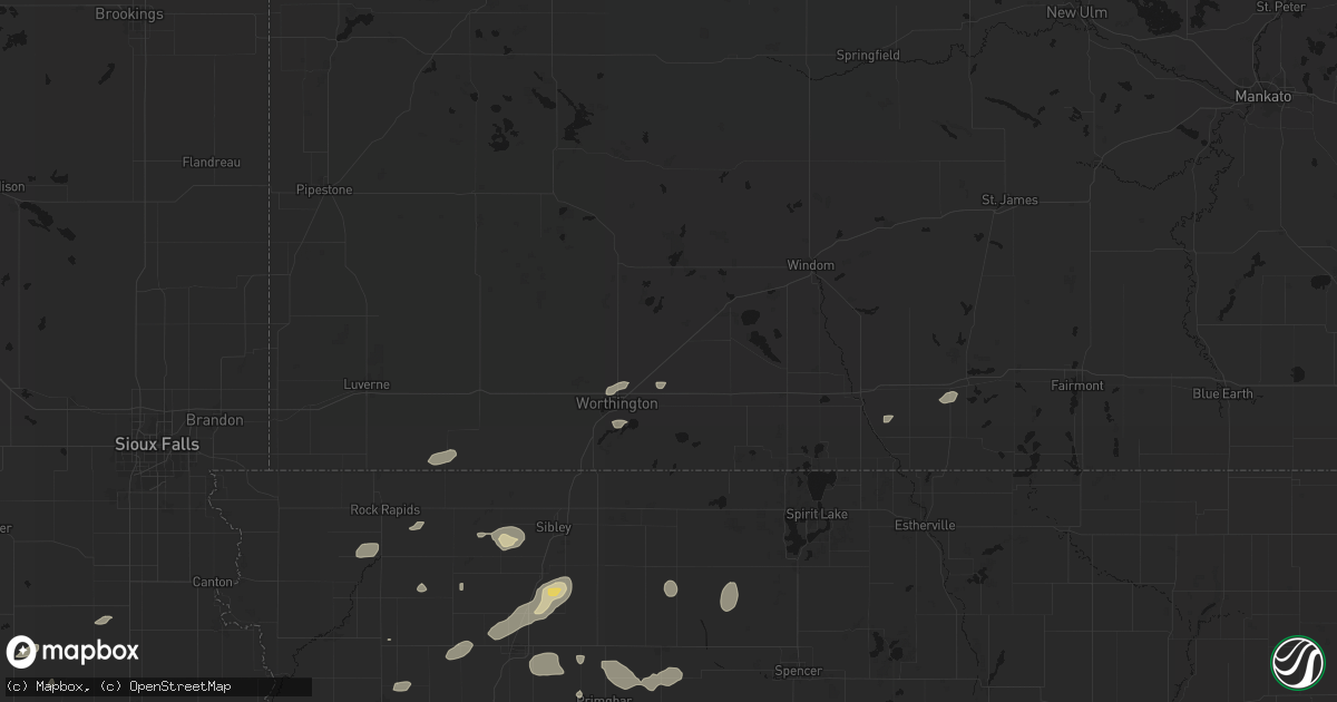 Hail map in Brewster, MN on August 3, 2026