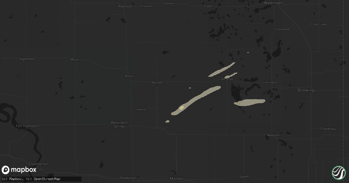 Hail map in Cavour, SD on August 3, 2026
