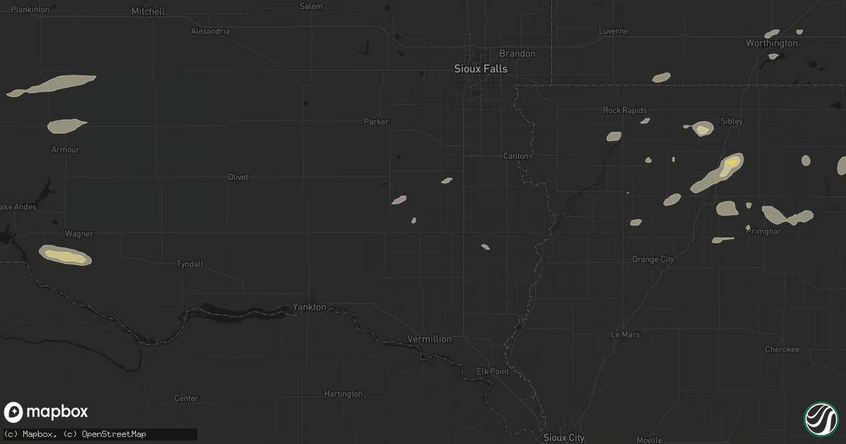 Hail map in Centerville, SD on August 3, 2026