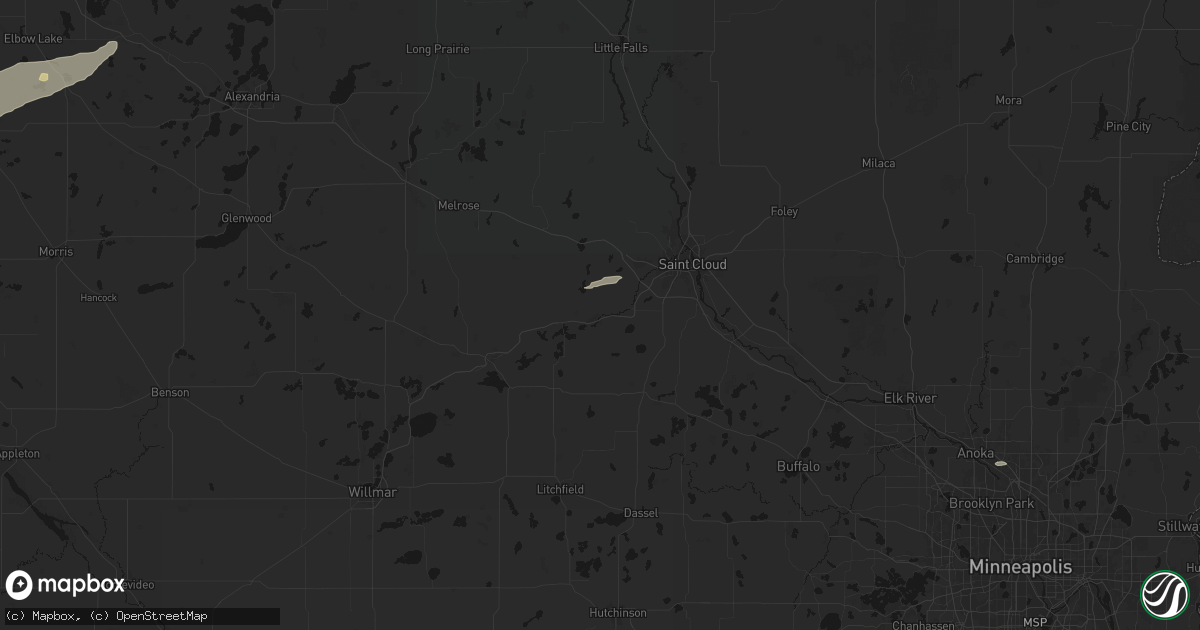 Hail map in Cold Spring, MN on August 3, 2026