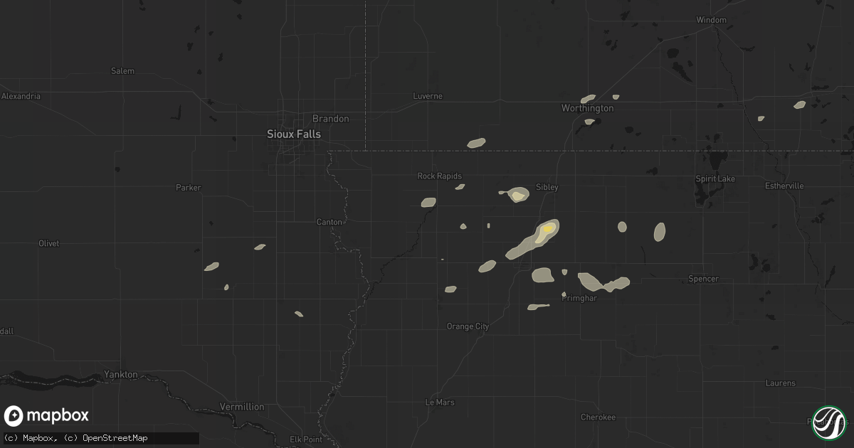 Hail map in Doon, IA on August 3, 2026