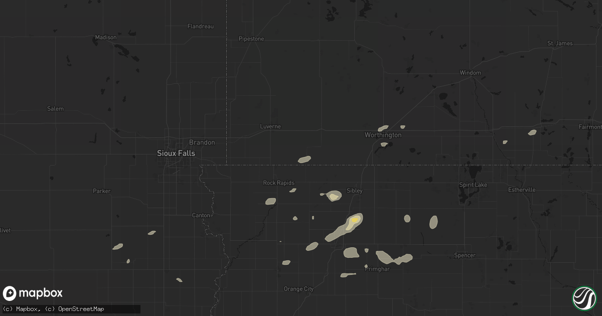 Hail map in Ellsworth, MN on August 3, 2026