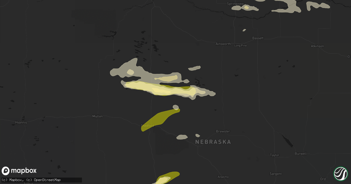 Hail map in Elsmere, NE on August 3, 2026