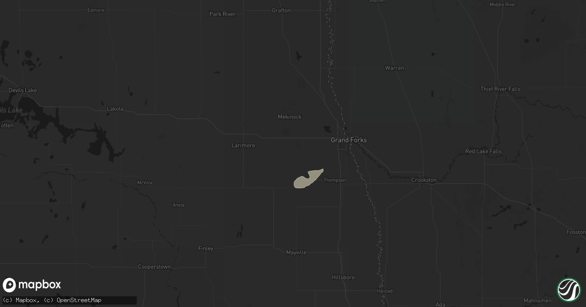 Hail map in Emerado, ND on August 3, 2026