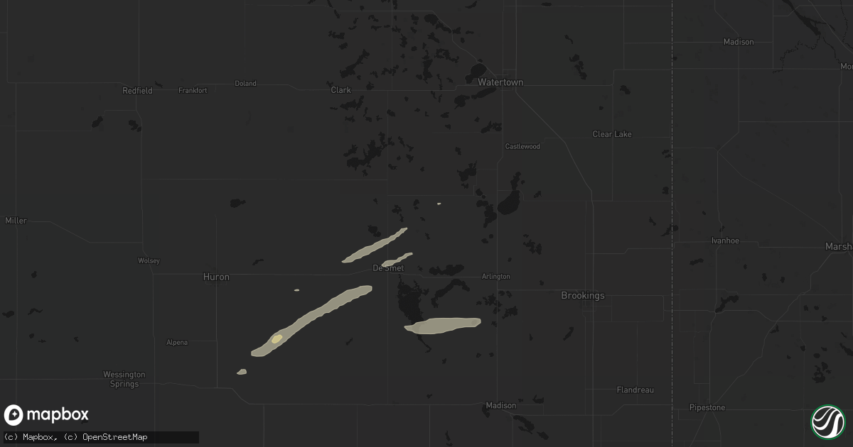 Hail map in Erwin, SD on August 3, 2026
