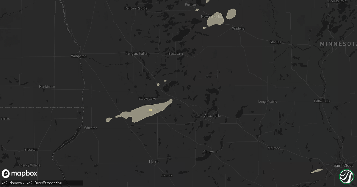 Hail map in Evansville, MN on August 3, 2026