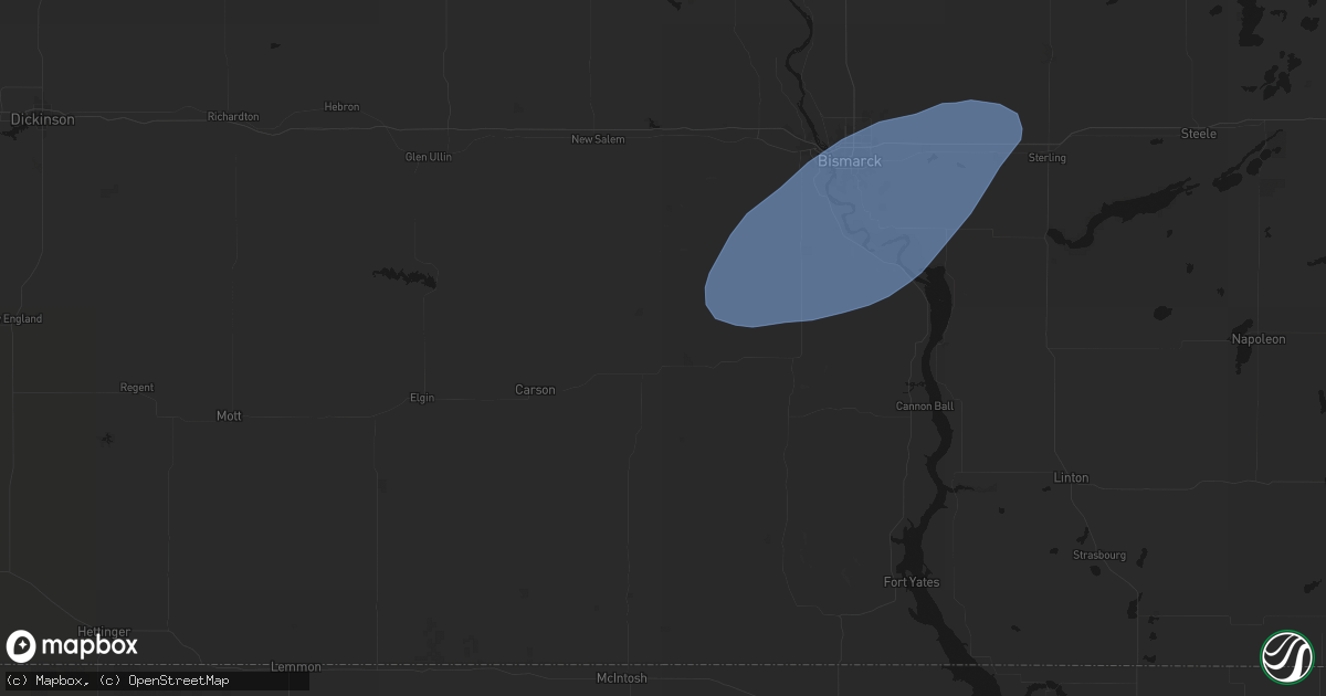 Hail map in Flasher, ND on August 3, 2026