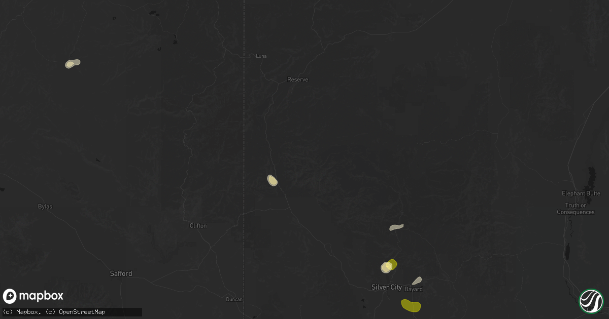 Hail map in Glenwood, NM on August 3, 2026