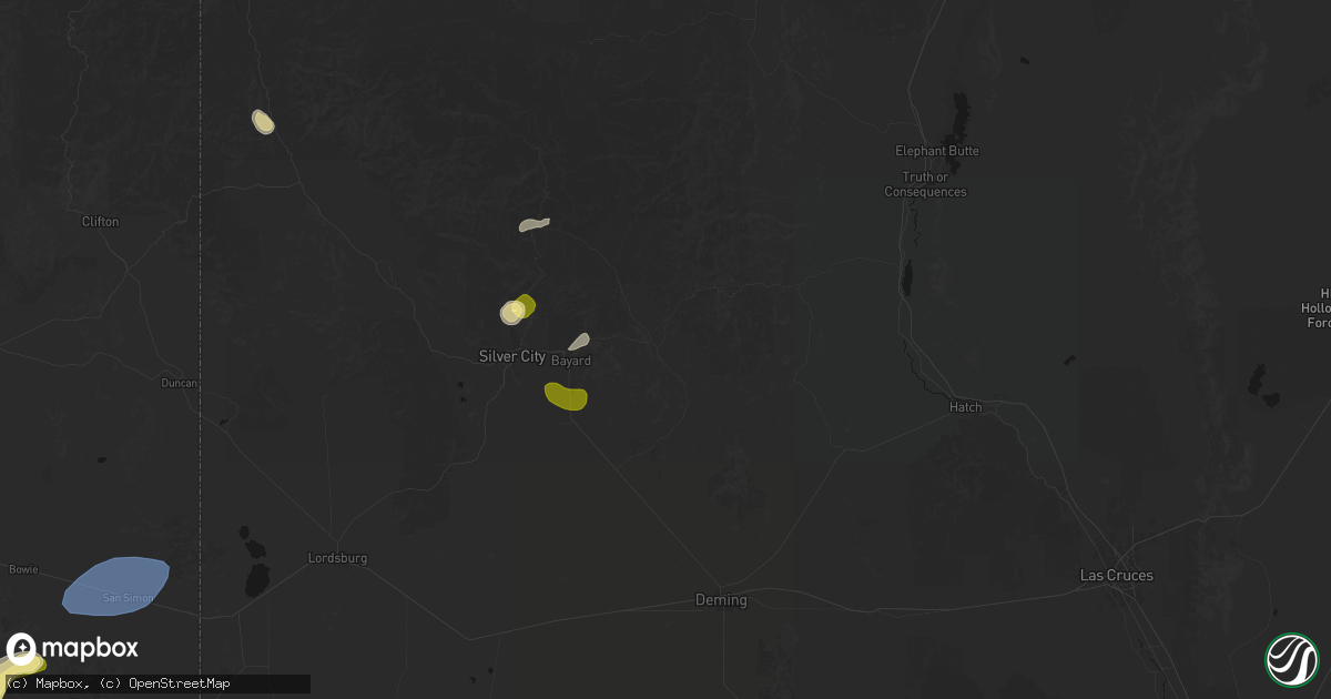 Hail map in Hanover, NM on August 3, 2026