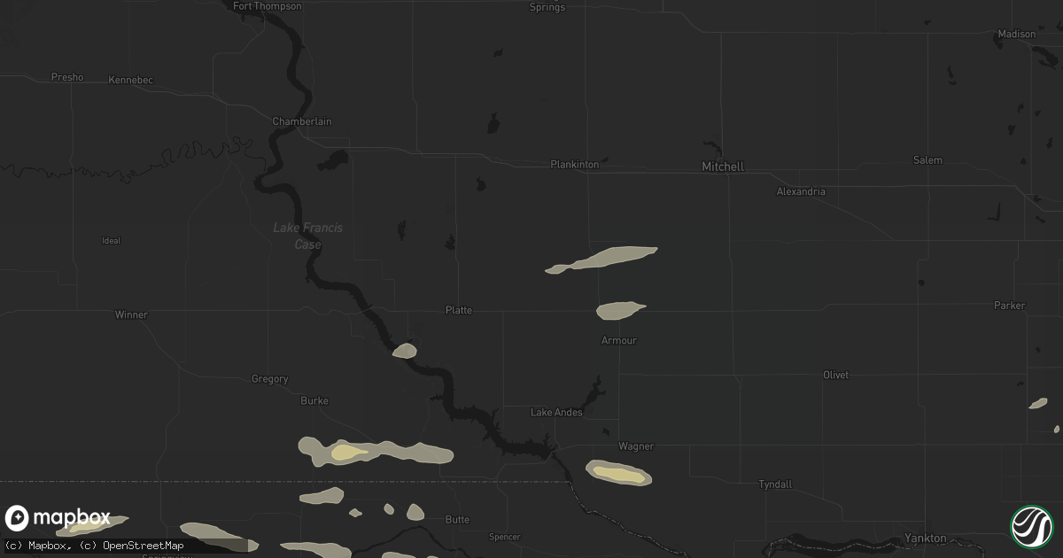 Hail map in Harrison, SD on August 3, 2026