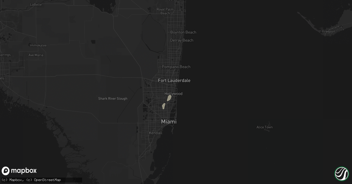 Hail map in Hollywood, FL on August 3, 2026