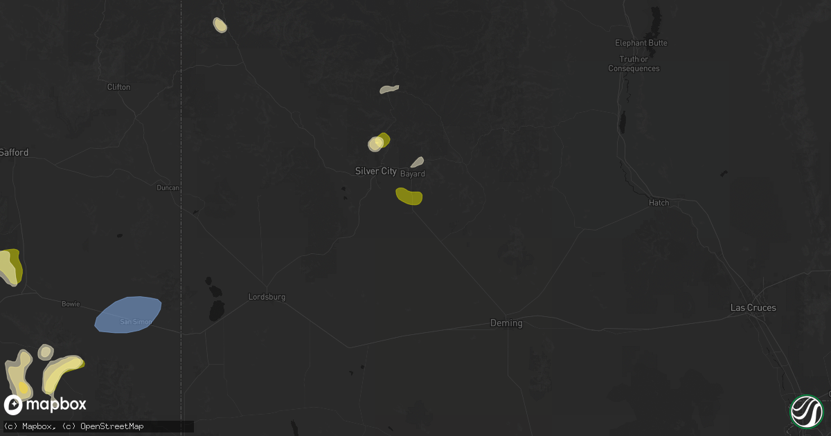 Hail map in Hurley, NM on August 3, 2026