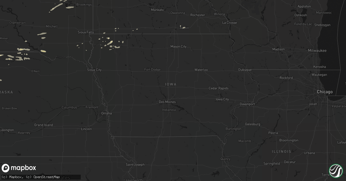 Hail map in Iowa on August 3, 2026