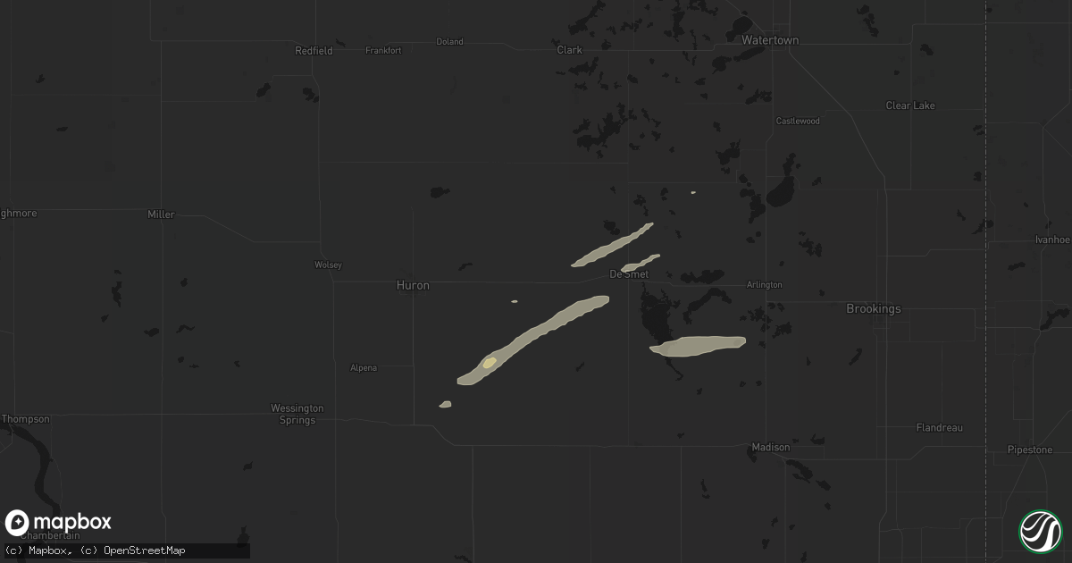 Hail map in Iroquois, SD on August 3, 2026