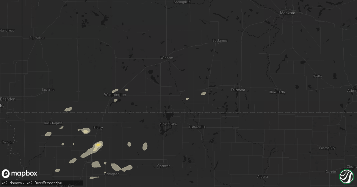 Hail map in Jackson, MN on August 3, 2026