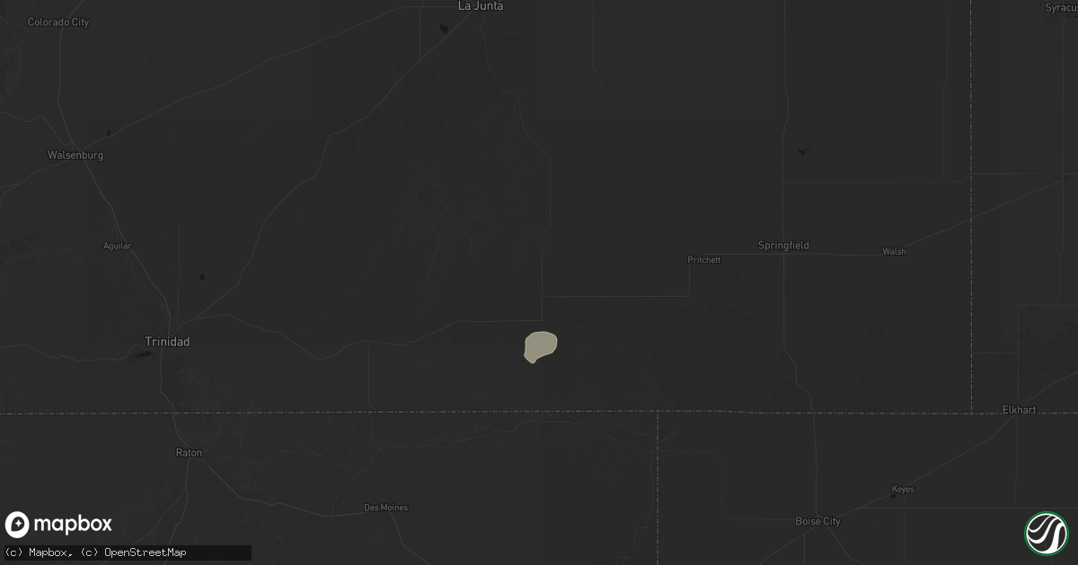 Hail map in Kim, CO on August 3, 2026