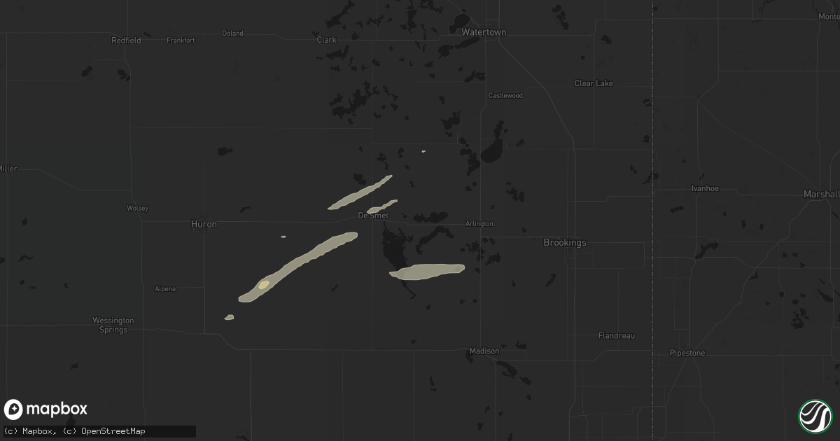 Hail map in Lake Preston, SD on August 3, 2026