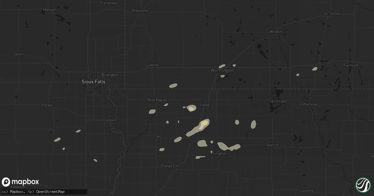 Hail map in Little Rock, IA on August 3, 2026
