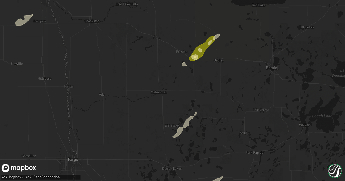 Hail map in Mahnomen, MN on August 3, 2026