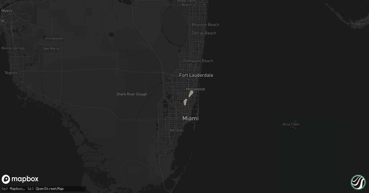 Hail map in Miami Gardens, FL on August 3, 2026