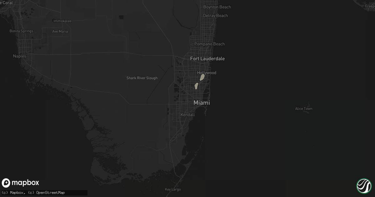 Hail map in Miami, FL on August 3, 2026