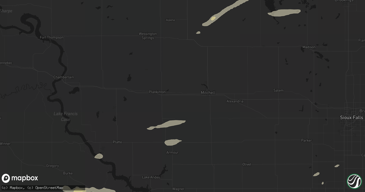 Hail map in Mount Vernon, SD on August 3, 2026